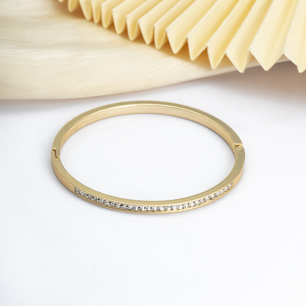 17g Weight Rhinestones Inlay Material Bangle Classification Alloy Chain Material 1 Piece Quantity Holiday, Daily Occasion Alloy Material Solid Color Pattern Women's Gender Inlay Design Simple Style, Classic Style Style Simple Style Classic Style Solid Color Rhinestones Alloy Wholesale Bangle 8