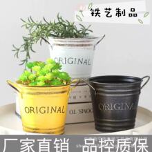 源头厂家跨境英文做旧字母双耳圆形园艺杂货装饰生花园装饰摆件户