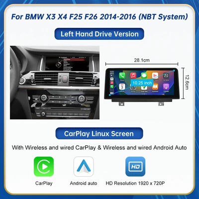 Car display CIC NBT system wireless - 1025inch-for-bmw-x3-x4-2014-2016-nbt-system-left-hand-drive