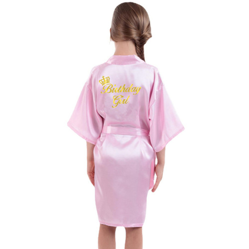 Gold-leaf Birthday Girl Children's Long-sleeve Open Shirt Robe Summer Thin Version Dopamine Birthday Girl Party Robe