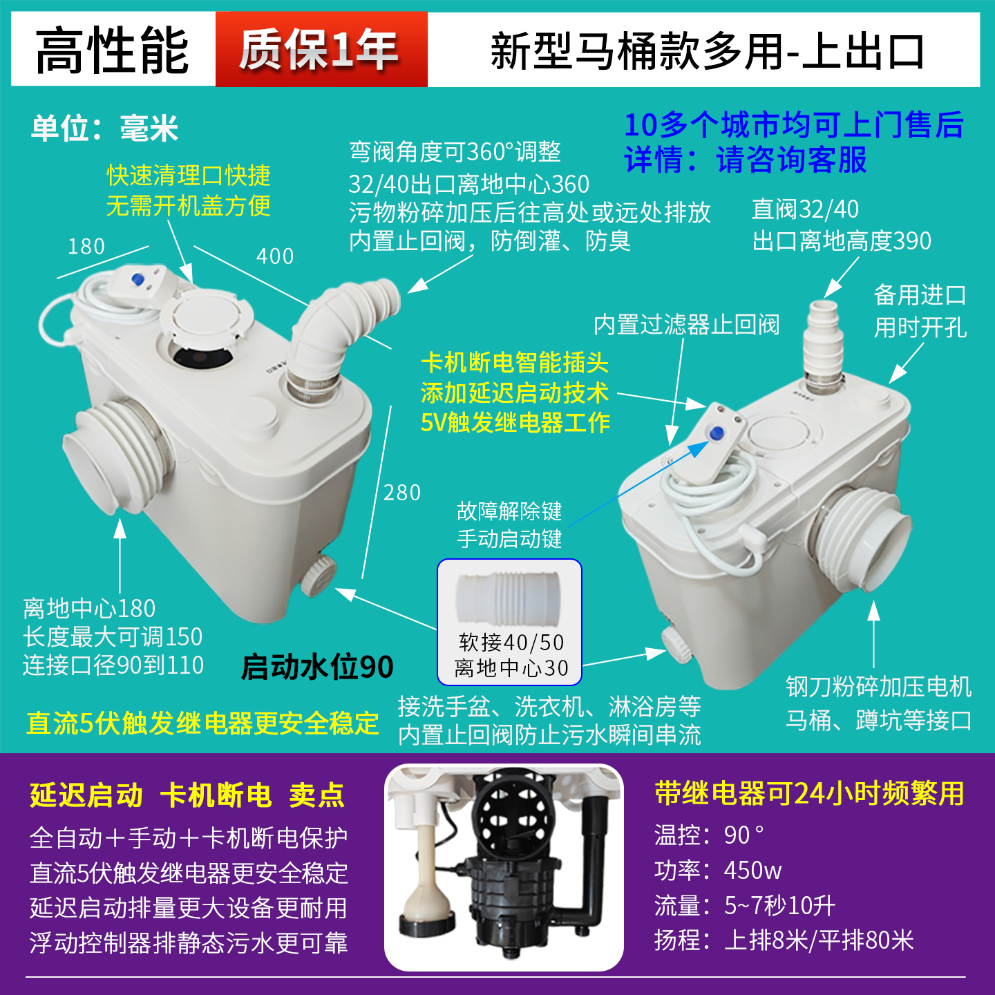 Sótano Licheng pulverizador de aluminio de litio inodoro eléctrico Fuyu cocina cuenca máquina de extracción de aguas residuales feliz elevación