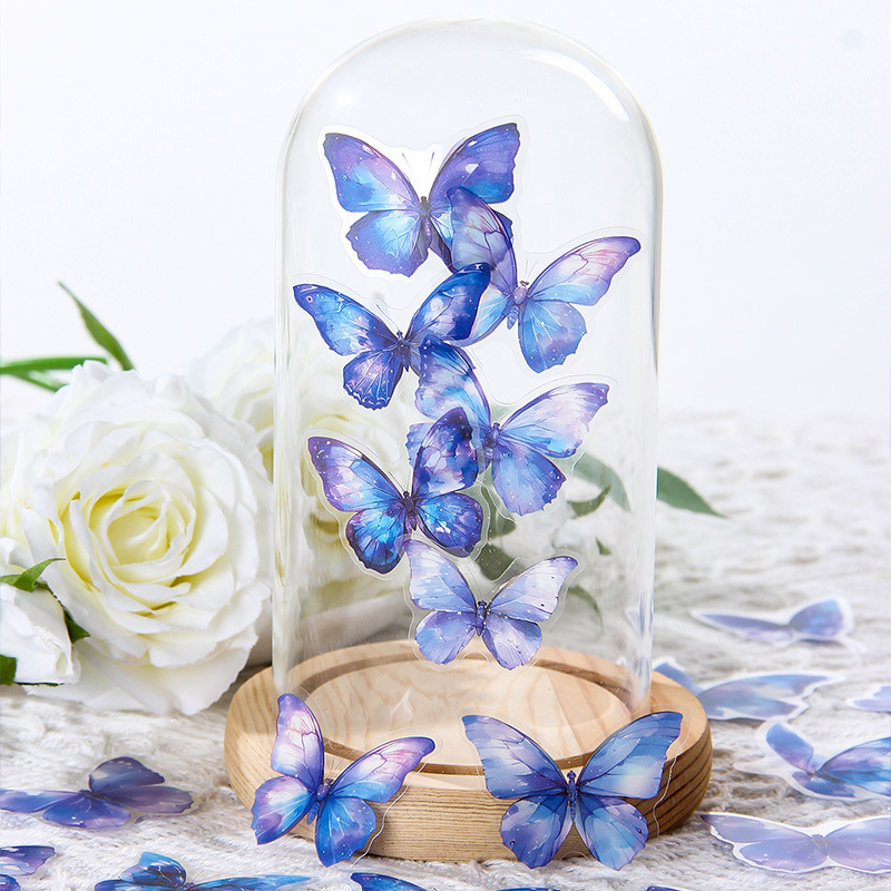 tinta sombra de mariposa transparente impermeable pet caja pegatinas diy diario pegatinas retro mariposa pegatinas de animales