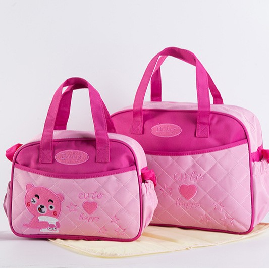 Multifunctional Mother and Baby Mommy Bag, Large Capacity, Bear Embroidered Maternity Bag, Maternity Supplies, Mother and Baby Bag, Cross-Border Wholesale