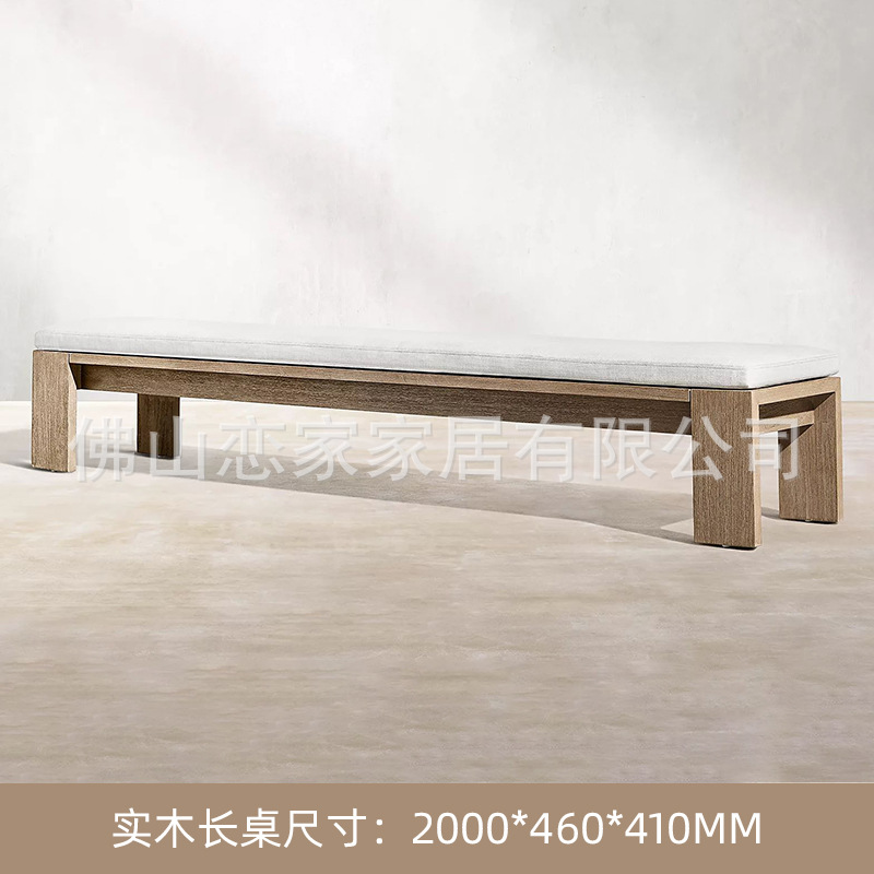 Muebles de mesa y silla de comedor de teca de estilo nórdico Patio Villa Ocio balcón restaurante protector solar a prueba de lluvia combinación de mesa y silla de madera maciza