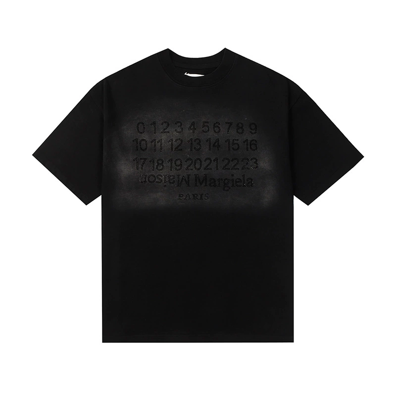 Maison Margiela 24SS коллекция MM6 цифровой узор круглый вырез мужской и женский модный бренд укороченный рукав футболка серия