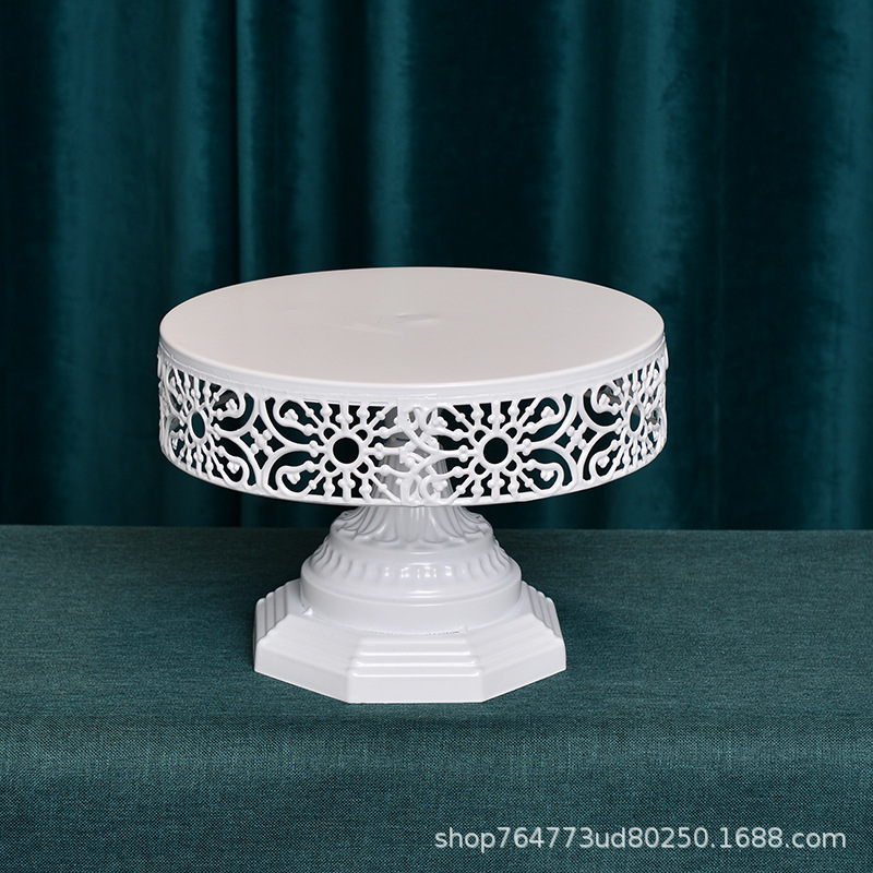Personalizada boda europea plato de pastel redondo hierro forjado pie alto estante de pastel bandeja de frutas pasteles bandeja de postres