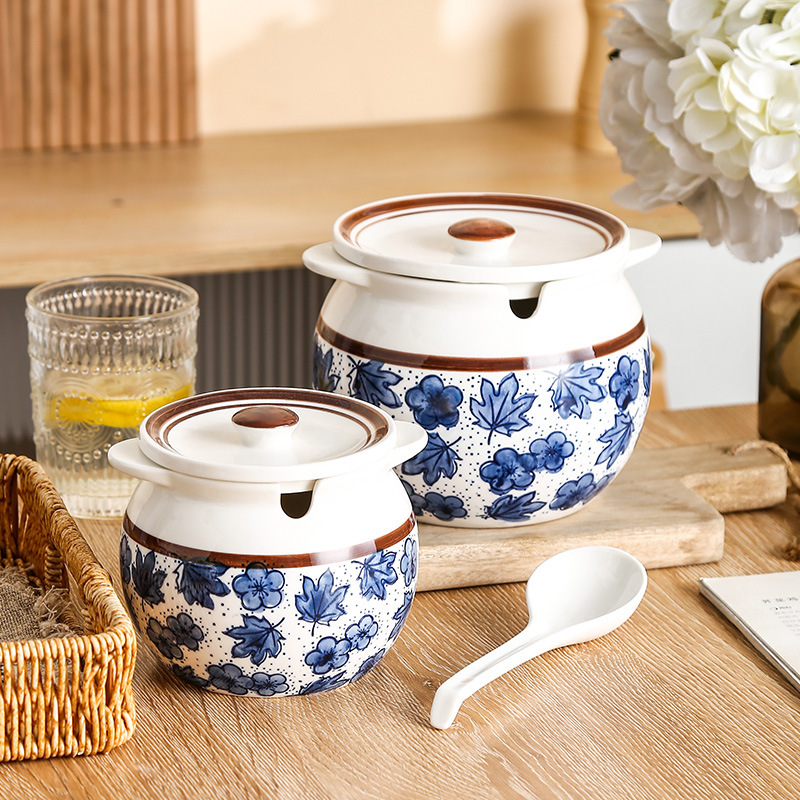 Lard Tank Household High Temperature Resistant Oil Spicy Meat Oil Tank Chili Tank Ceramic Oil Storage Tank Special Tank with Lid