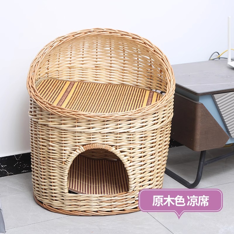 Casa de ratas tejida felina de sauce cuatro estaciones generales de verano desmontable felina perros pequeños y medianos Teddy tejido felina de mascotas