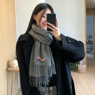 AC Cashmere Solid Color Scarf New Winter Shawl Thickened Korean Style Warm All-match Scarf Imitation Cashmere Couple Student