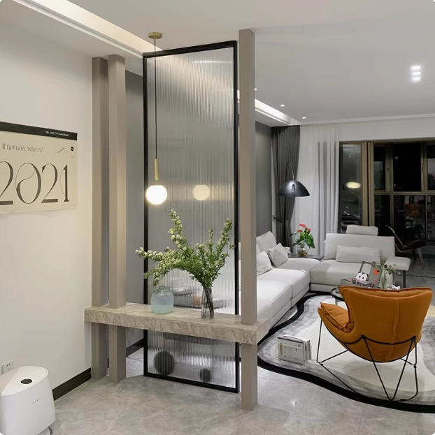 Modern Minimalist Entryway Living Room Changhong Glass Screen Partition Bathroom Divider Light Luxury Entrance Solid Wood Decorative Partition