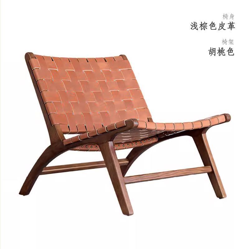 Una silla de silla de madera sólida nórdica sofá retrógrado individual de alojamiento residencial hotel silla de tejido casual