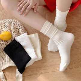 白袜子女白色月子袜子女中筒袜秋冬季款潮夏天色堆堆袜无骨袜