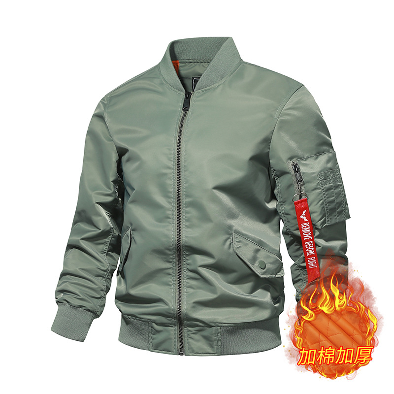 Chaqueta de vuelo transfronteriza hombres [Algodón/delgada] Primavera y otoño MA1 Fuerza Aérea chaqueta de béisbol uniforme color sólido chaqueta japonesa hombres