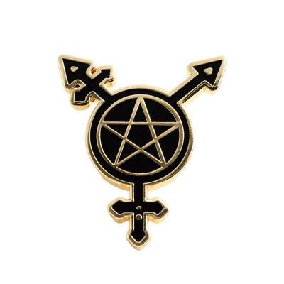 Five-Pointed Star Badge Non-Binary Badge Gothic Punk Brooch Friends Family Classmate Gift Backpack Hat Accessories (Yaxa sancaqları) - black