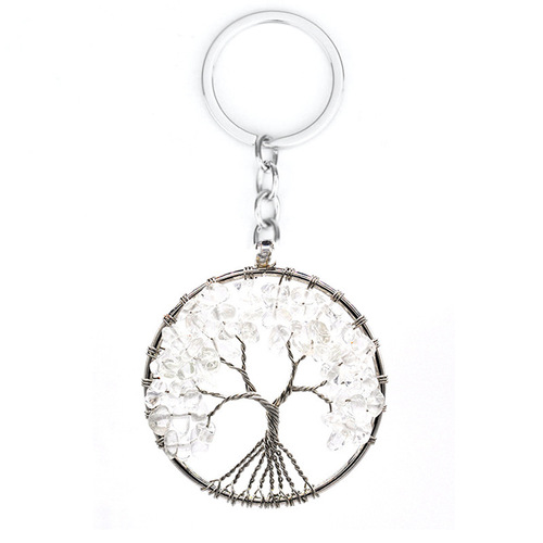7-color stone natural crystal gravel tree of life keychain pendant money tree keychain pendant wholesale