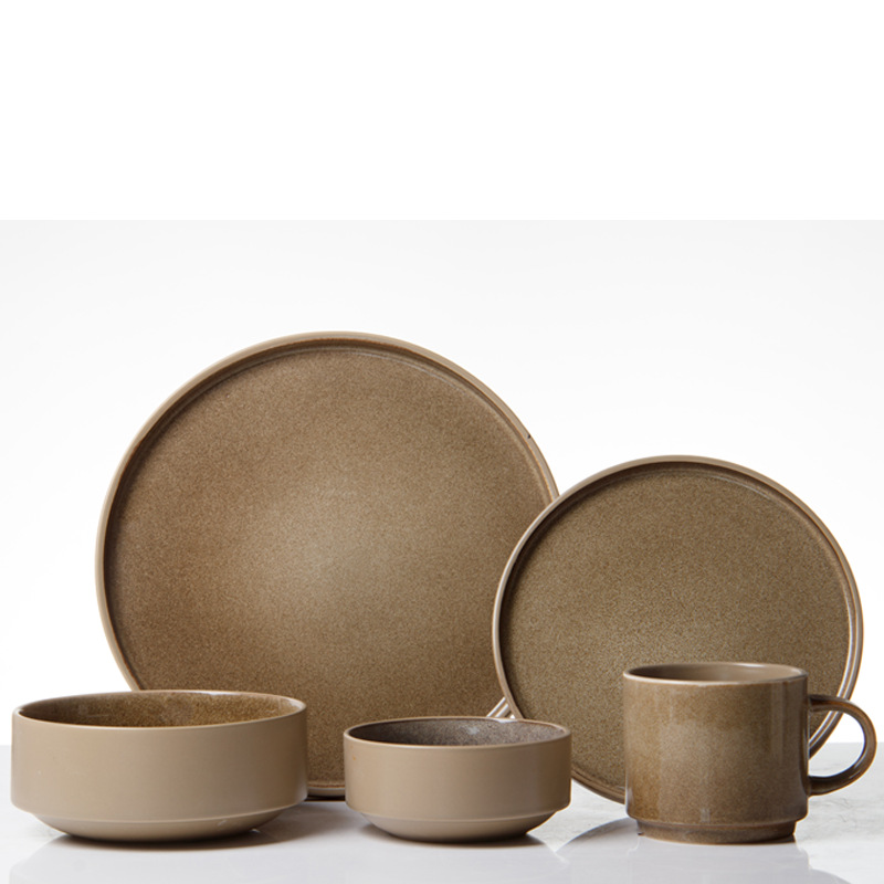 Reacción esmaltado cubiertos set al por mayor hogar cerámica de alto valor nominal platos de comedor tazas de cerámica cubiertos combinados image 4