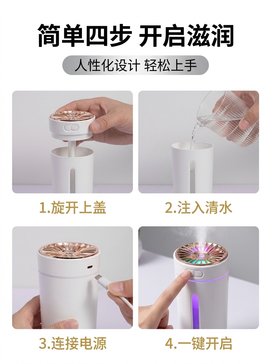 New Car Air Purifier, Negative Ion Humidifier, Car Oxygen Bar Deodorizer, Mini Portable Spray