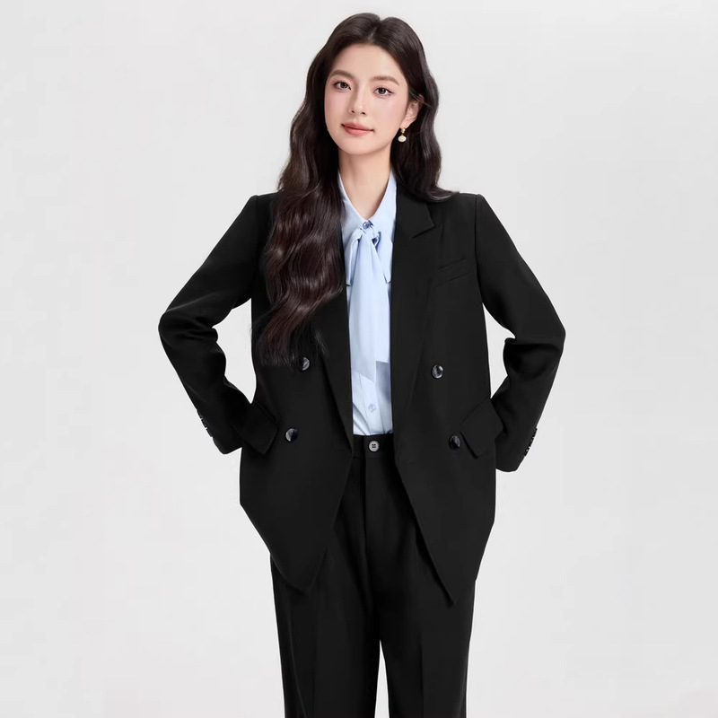 Black Professional Suit Set for Women, Light Business Attire, College Student Interview Outfit, High-End Casual Blazer Black Professional Suit Set for Women, Light Business Attire, College Student Interview Outfit, High-End Casual Blazer
