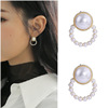 Silver needle, universal earrings from pearl with bow, silver 925 sample, city style, simple and elegant design, wholesale