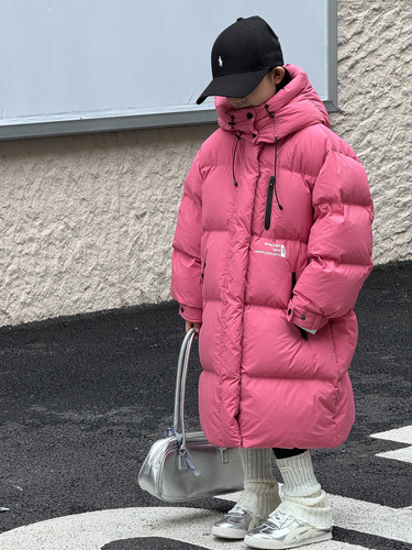 Children's new down jacket Korean winter boys and girls long thick hooded white duck down thermal coat