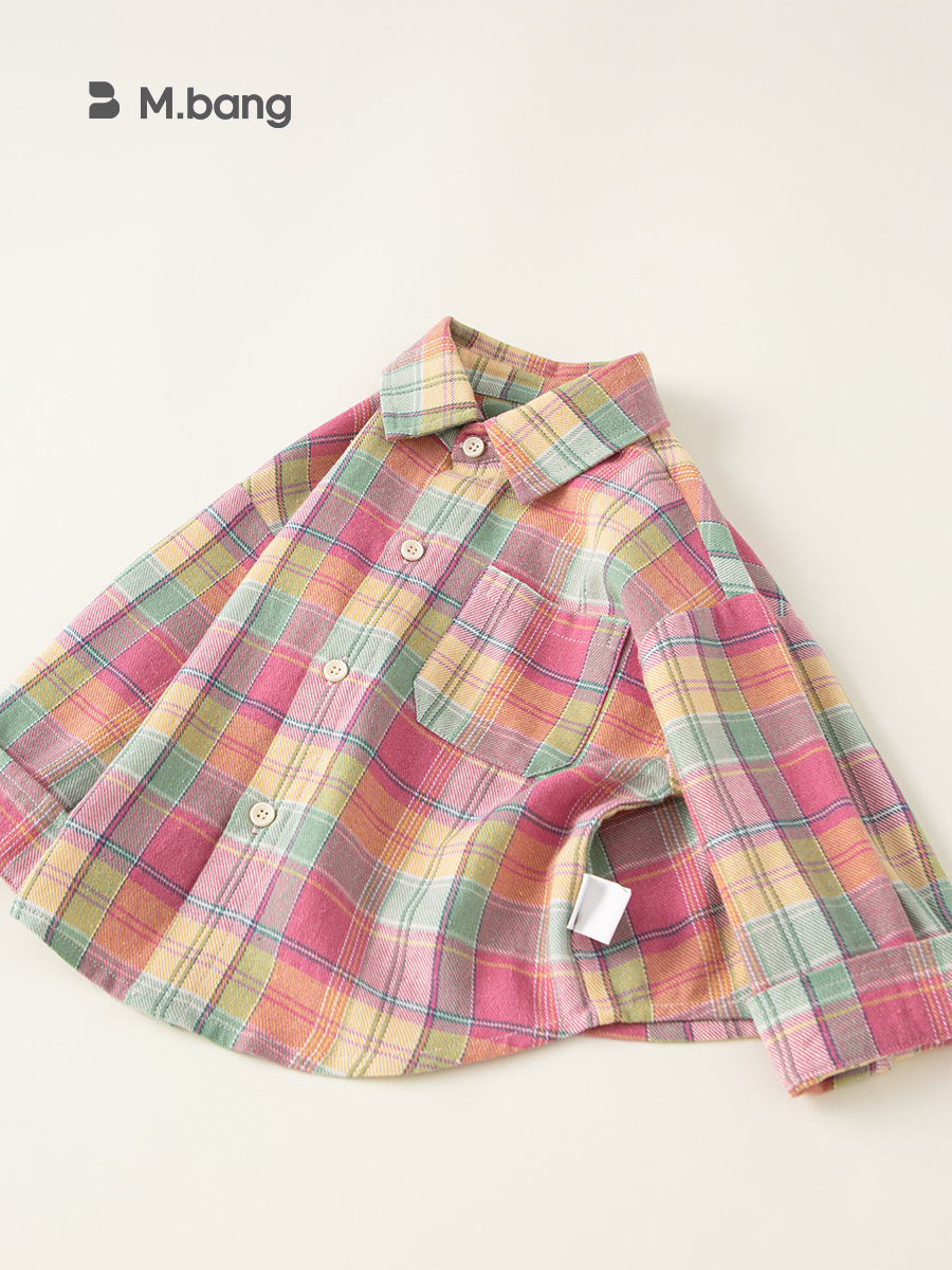 Yoobao ropa infantil camisa de niña de otoño nueva camisa de niña coreana de manga larga camisa a cuadros cardigan