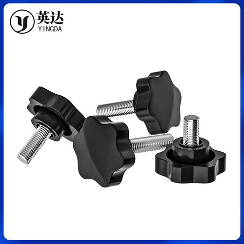 304 stainless steel hexagonal plum blossom handle screw star rubber head hand screw plastic adjustable screw bolt
