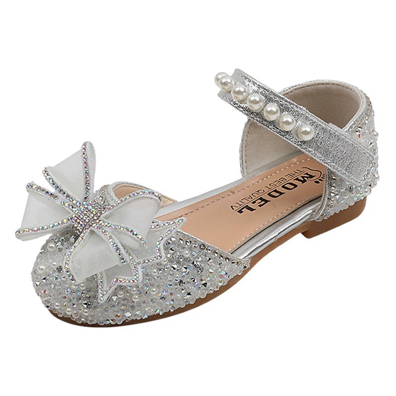 2025 Осень Новый Корейский Стиль Девочки Бантик Принцесса Детские Туфли Кожаные Полусандалии Модные Маленькие Средние Большие