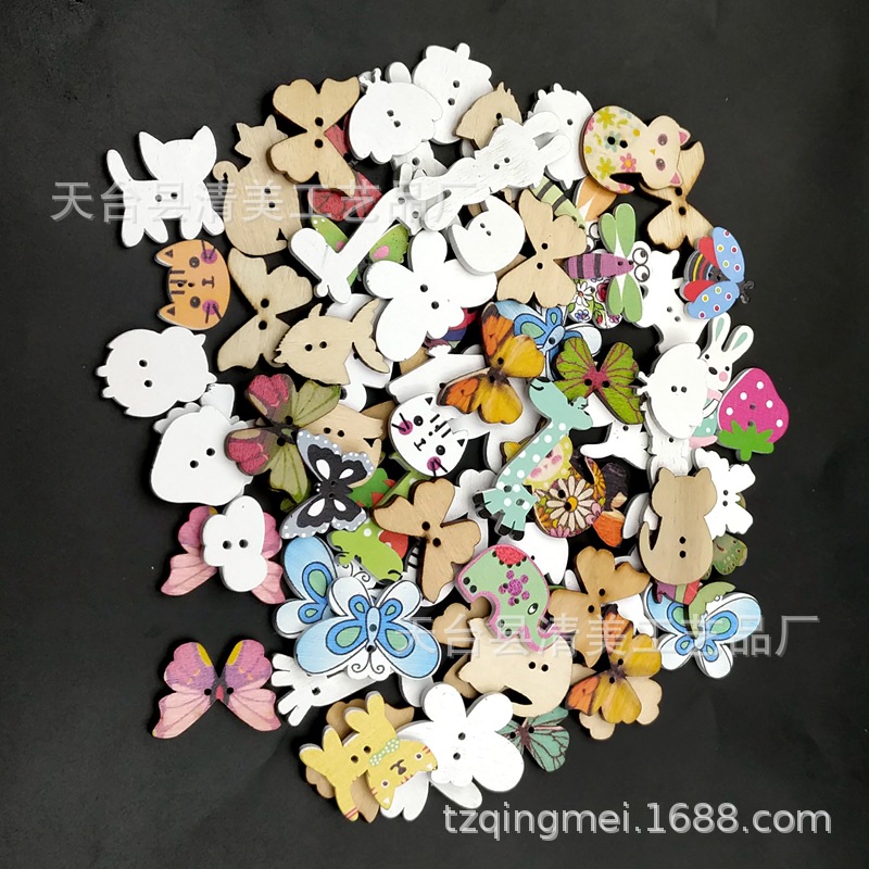20 animales pequeños de dibujos animados mezclados botones de madera creativos materiales de pegatinas hechos a mano artesanías decorativas 50 piezas/paquete