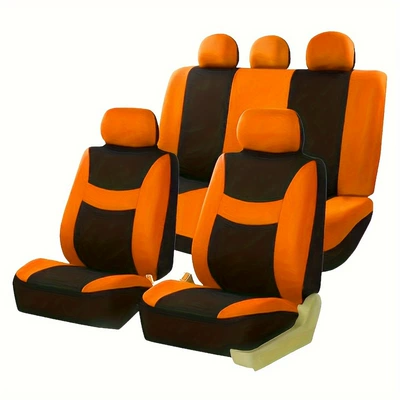 Direct Sales in Large Quantities | Universal seat cover - orange-9-piece-set-complete-set-of-five-seats