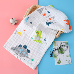 Think frog cotton color bottom 6-layer baby towel cotton face towel 25*50 printed washed gauze small square towel