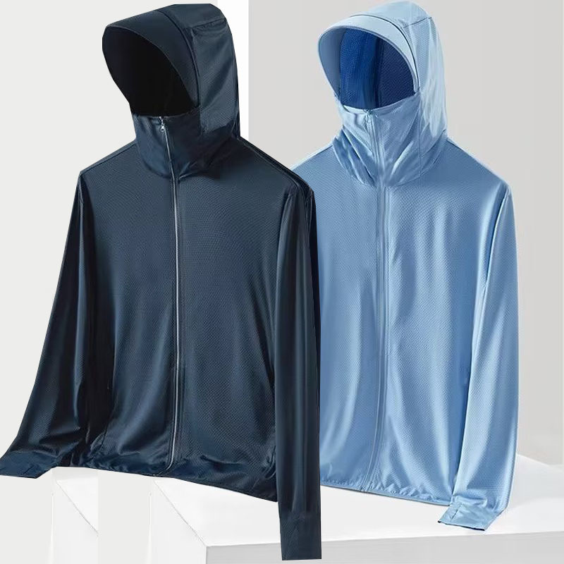 日焼け止め服ゆるい通気カーディガン空調シャツメッシュ夏速乾コート氷糸薄いカップル男性つば長袖|undefined