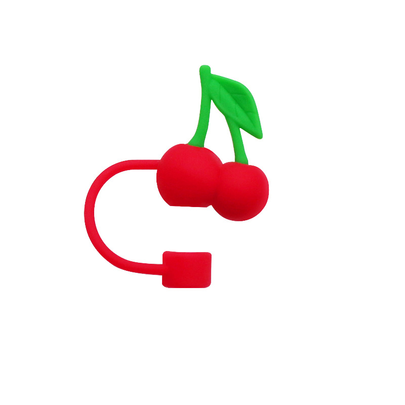 En stock nuevo gran diámetro 10mm tapa de paja de silicona fruta paja manga color sólido pequeño lindo tapón de paja al por mayor