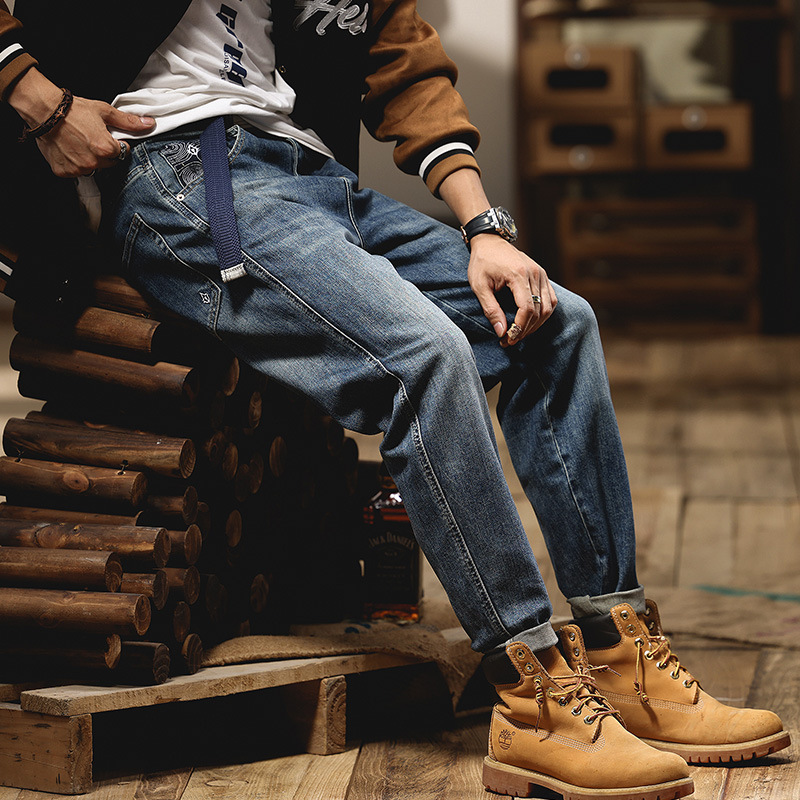 Dan Baoni | Quality Jeans Xinjiang Cotton Loose Tapered Foot Boots Pants Personalized American Jeans for Men
