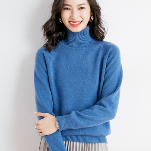 High neck women's cross-border sweater women's autumn and winter shoulder-socket base top loose lazy style sweater women's knitted sweater