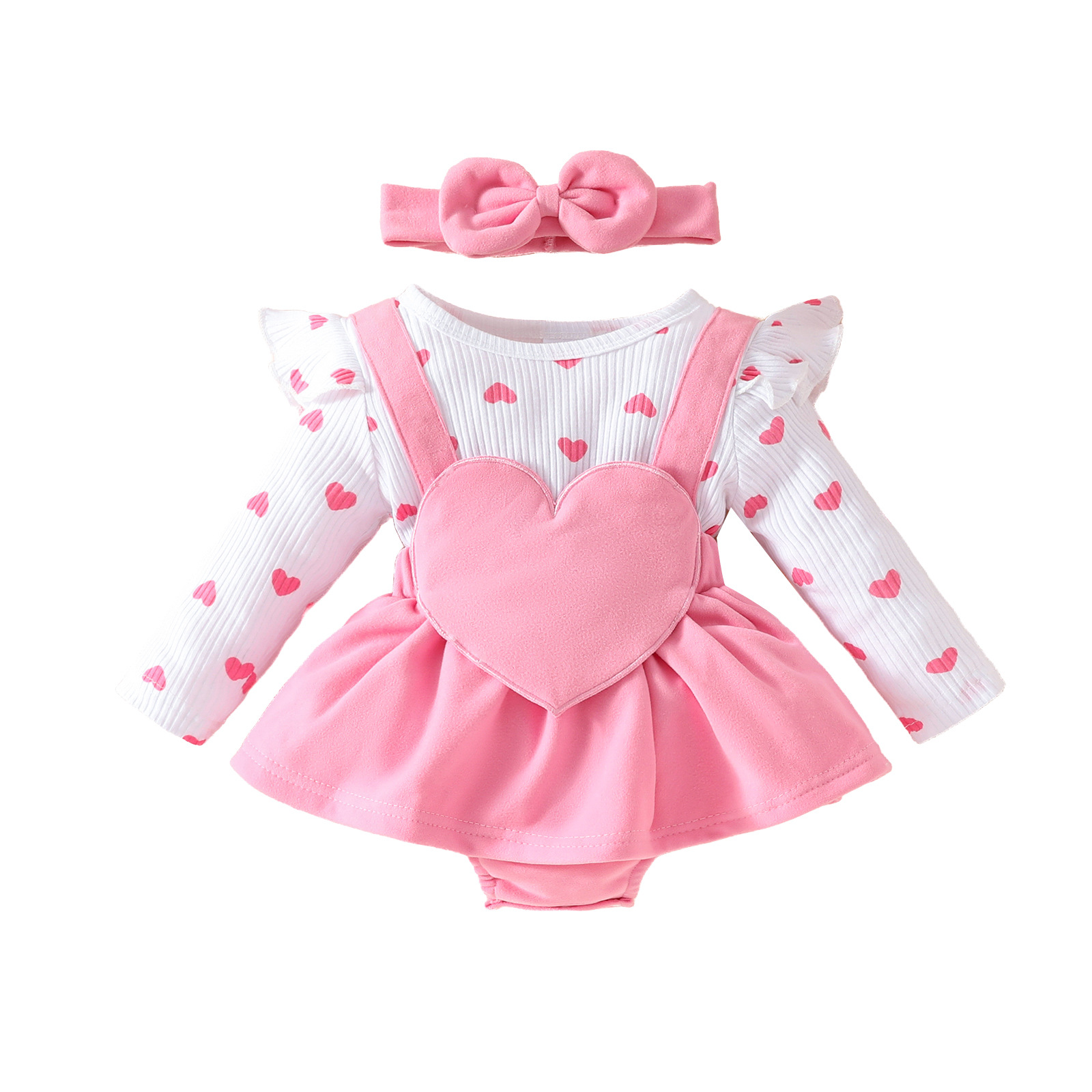 213g Weight Romper Children's Clothing Type Cotton Fabric Type Bodysuits Tops Type Baby(0-2Years) Age Group Regular Fit Fit Type Valentine'S Day Festival Heart Shape Pattern Spring, Autumn Season Girl'S Gender Cute Style Valentine'S Day Cute Heart Shape Cotton Baby Rompers 17