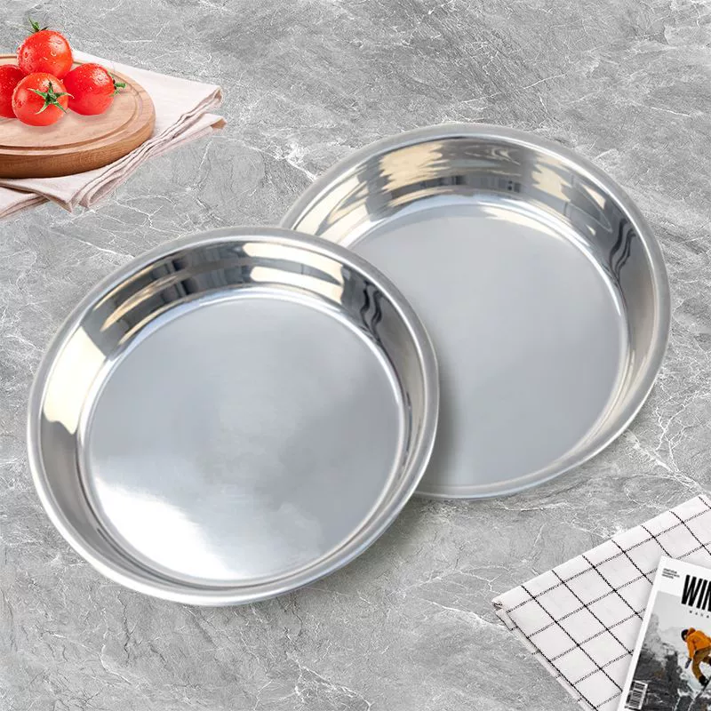 Нержавеющая сталь плита shallow plate корейская бытовая плоская тарелка блюда паровое блюдо Фруктовая тарелка паровое блюдо пирог тарелка