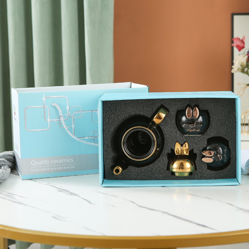 Lindo flor tetera traje de mano de cerámica regalo se puede utilizar como logotipo una olla cuatro tazas tarde juego de té regalo