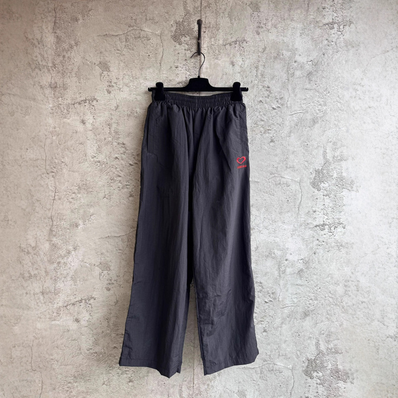 Paris B Valentine's Day Limited Edition Heart Embroidery Nylon Pants Couple Family Personalized Sweatpants Wide-Leg Pants