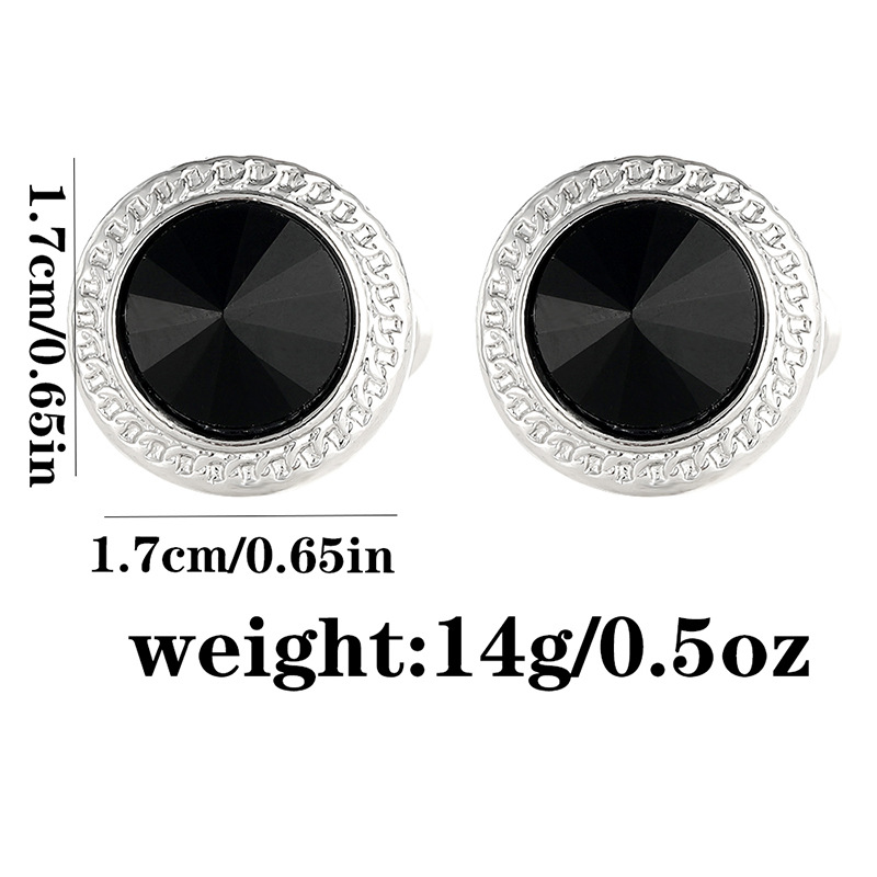Gemelli da polso rotondi oro con zircone per camicia da uomo_voghion.com