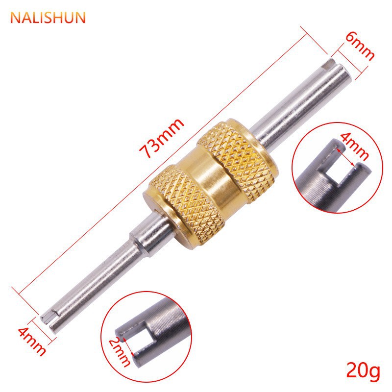 Llave de núcleo de válvula de doble cabeza metal dorado