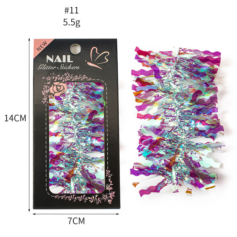 Finger princess manicure vidricola 12 colores caramelo irregular papel láser esmaltado aurora espejo pegatinas de manicure