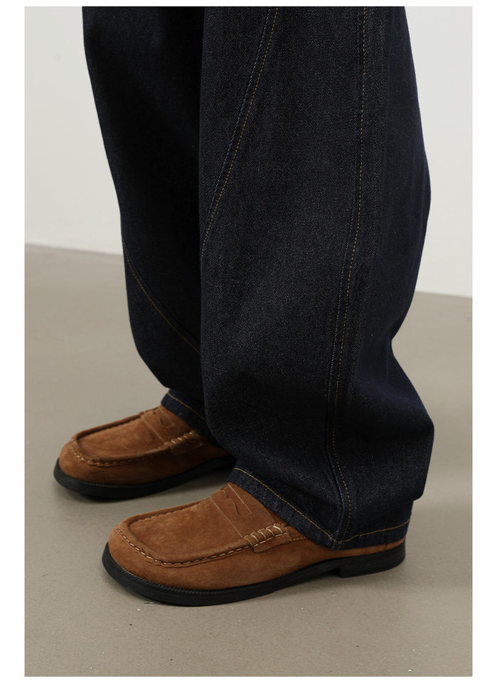 Quần jean nam ống rộng phong cách đường phố retro, nhiều túi hộp, dáng lỏng lẻo — Denim đen, Trắng, màu hồng, màu xanh chi tiết 10
