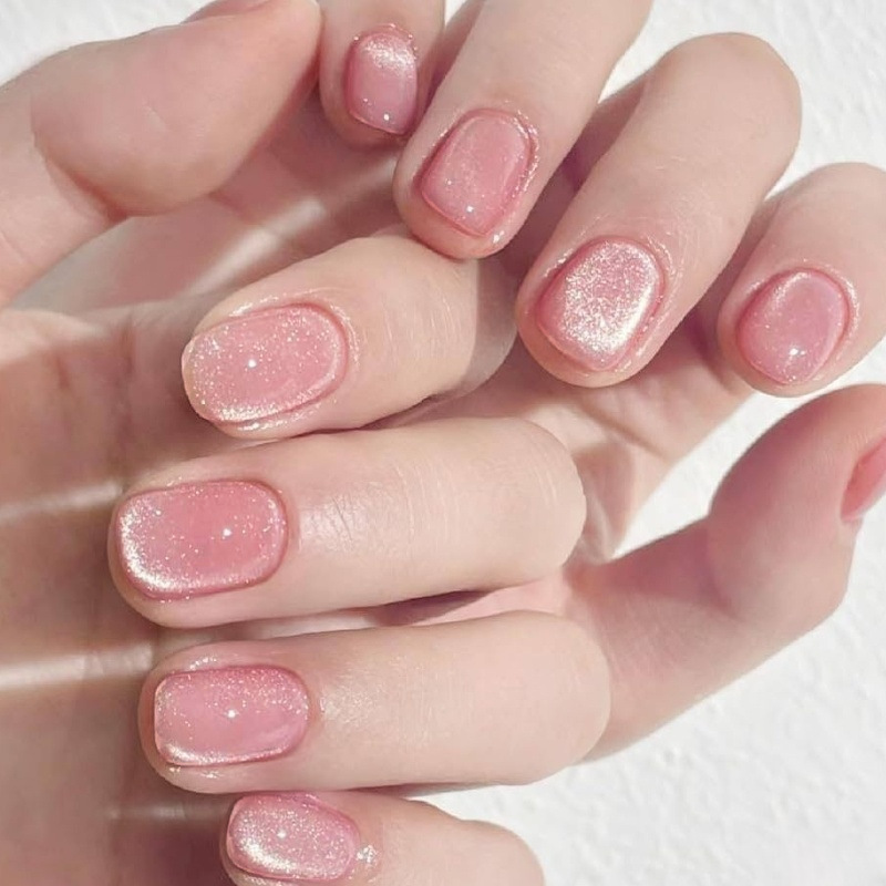 24 Pieces of Cinnamon Pink Pearlescent Cat-Eye Short Wearable Nails, Gentle and Thoughtful Style Ins Same Style Press-On Nails N 24 Pieces of Cinnamon Pink Pearlescent Cat-Eye Short Wearable Nails, Gentle and Thoughtful Style Ins Same Style Press-On Nails N