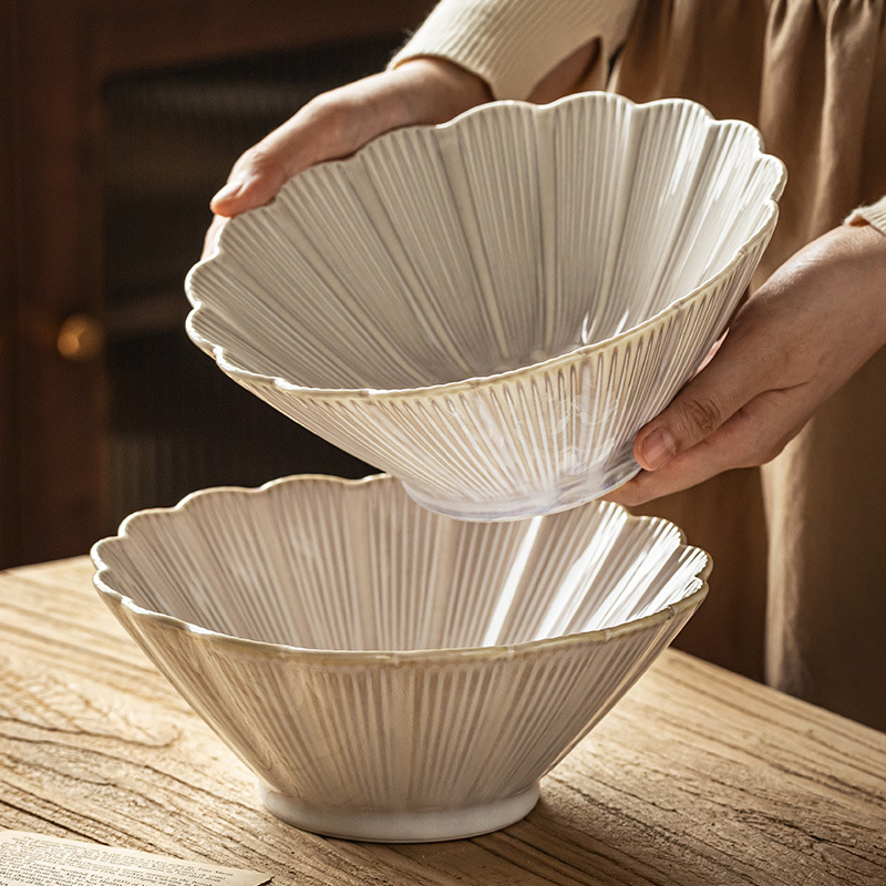 Recompra de un tazón de sopa de fideos de cerámica japonés retro y hermoso, tazón de canola para el hogar, tazón de verduras, tazón de vajilla, tazón de fideos al por mayor