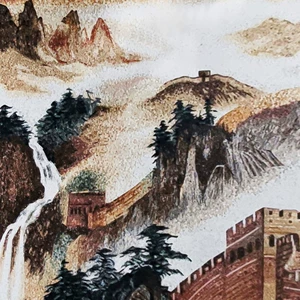 [彩色玻璃马赛克瓷砖背景墙玄关剪画拼图装饰画扇形扇面外墙砖]