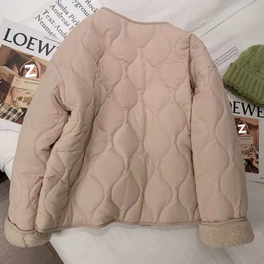 Пуховик из фуксии с бархатно-хлопковой подкладкой сdiamond pattern и круглым воротником, корейский стиль, увеличенная толщина