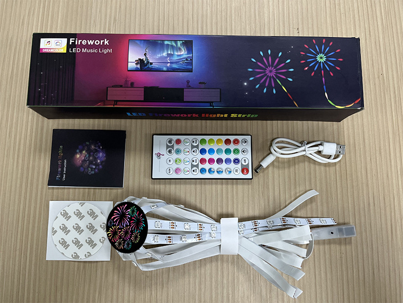 Phantom Fajerwerki Dekoracyjna dioda LED Płynąca muzyka Wybuchowa listwa świetlna USB Bluetooth Pełnokolorowa opaska świetlna fajerwerków_voghion.com