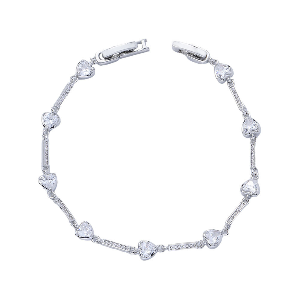 Pulsera de verano para mujer, popular, de alta gama, de cobre puro, sencilla, elegante y única, con piedras de circonita en forma de corazón._voghion.com