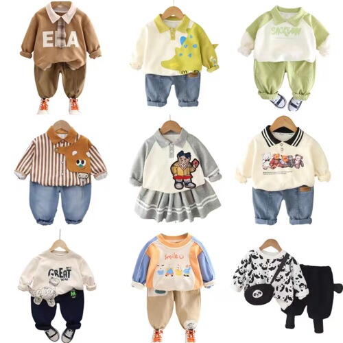 Men's Spring and Autumn Sweat Suit Set for 1-2-3 to 4-5 Year Old Girls, Children's Fashionable and Trendy Spring Outfit, Two-Piece Set