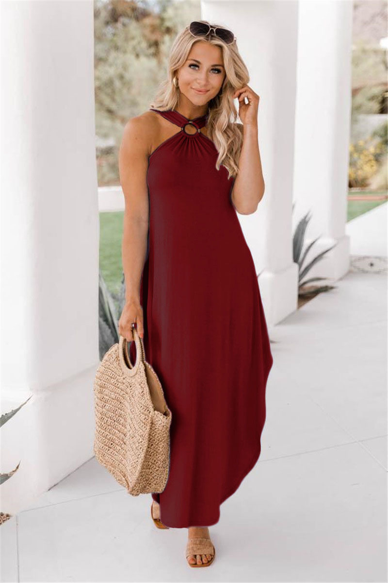 Women'S Gender Patchwork Design Casual Style Wholesale Women'S Casual Patchwork Solid Color Street Halter Neck Sleeveless Irregular Skirt